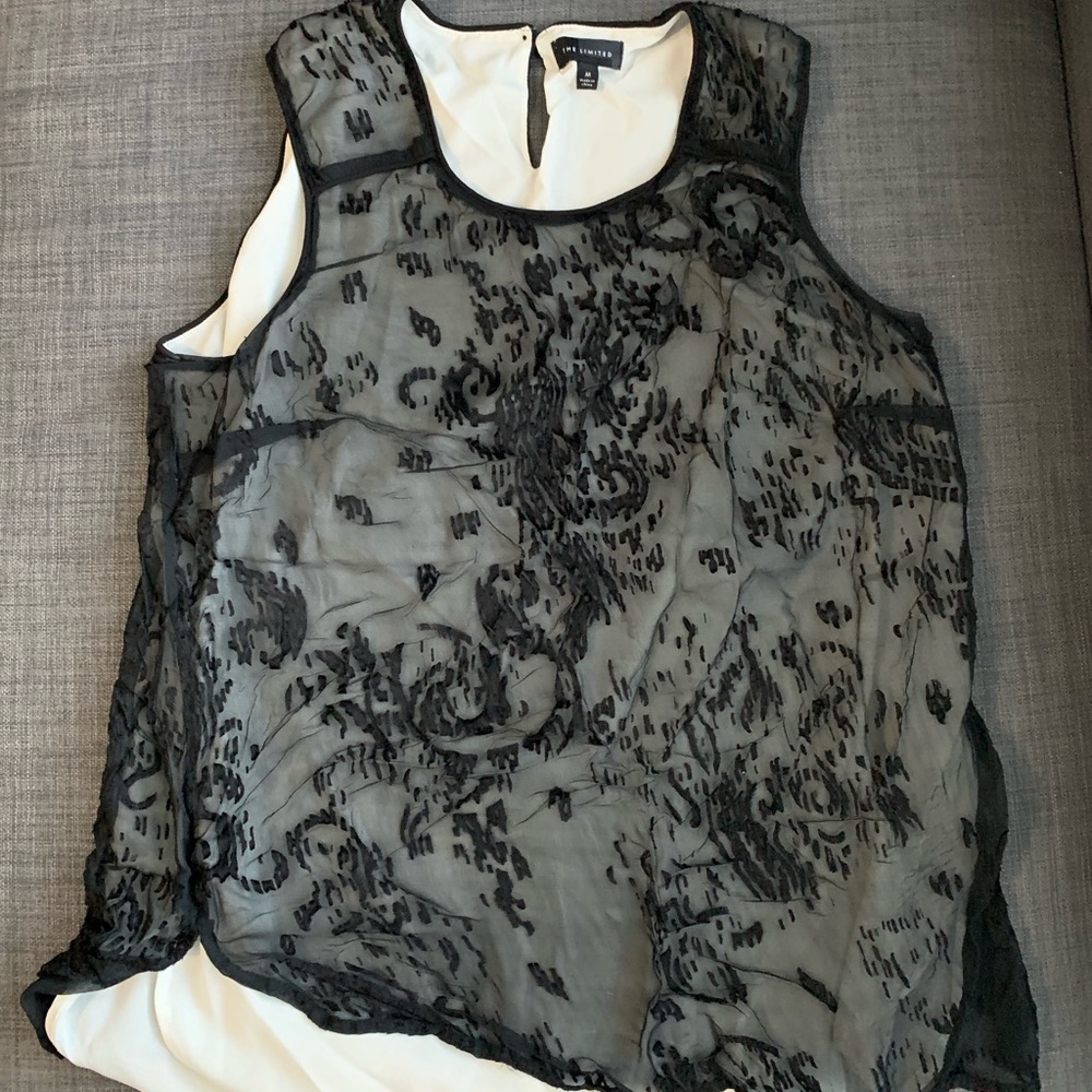 Medium Black & Cream Dressy Tank from The Limited